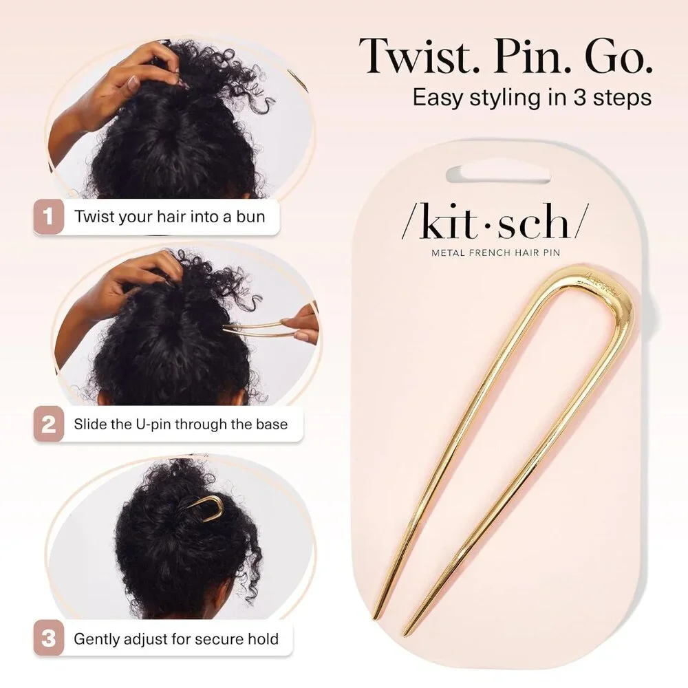 French Hair Pins for Women – Elegant & Durable Metal Hair Fork for Updos, Chigno